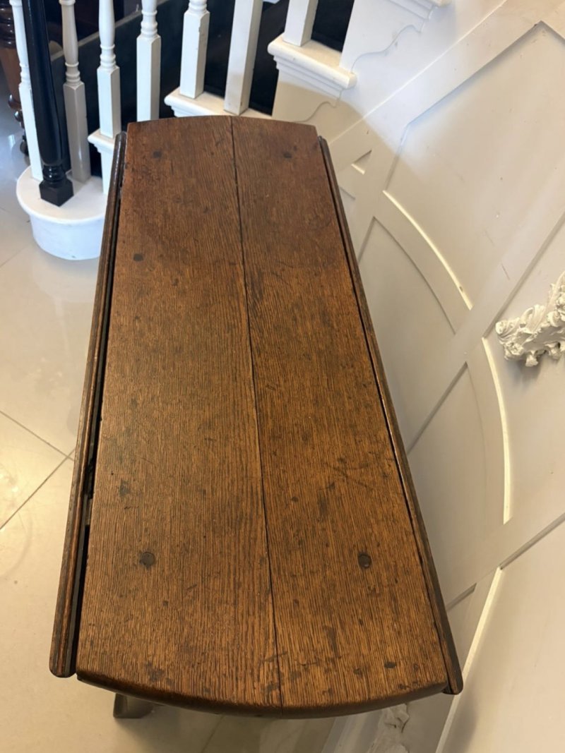 Antique 17th Century Oak Gateleg Drop Leaf Dining / Supper Table - Image 9